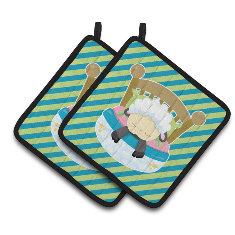 Caroline's Treasures ""Caroline's Treasures BB6876PTHD Sheep in Bed Pair of Pot Holders  7.5 x 7.5""""  Multicolor"" 