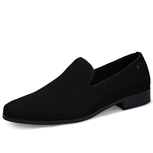 UUBARIS Mens Loafers Dress Breathable Classic Tuxedo Knit Walking Shoes Black Size 9.5 - Image 2