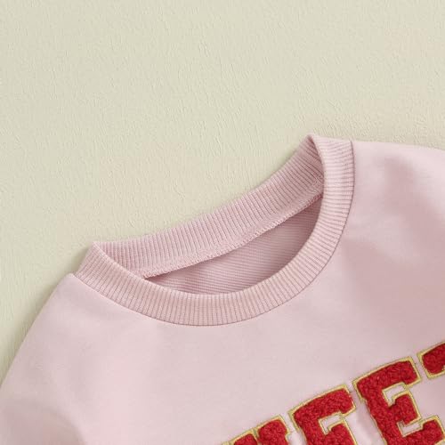 Lucikamy Toddler Baby Girl Boy Valentines Day Outfit Long Sleeve Letter Print Sweatshirt Shirt Infant Spring Clothes (Pink, 3-4 Years) - Image 4
