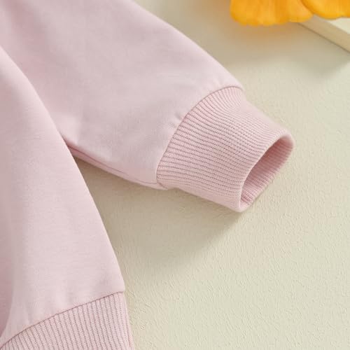 Lucikamy Toddler Baby Girl Boy Valentines Day Outfit Long Sleeve Letter Print Sweatshirt Shirt Infant Spring Clothes (Pink, 3-4 Years) - Image 2