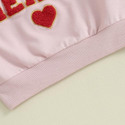 Lucikamy Toddler Baby Girl Boy Valentines Day Outfit Long Sleeve Letter Print Sweatshirt Shirt Infant Spring Clothes (Pink, 3-4 Years) - Image 5