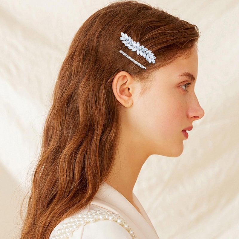 WHAVEL Hair Clips, 4Pcs Rhinestone Hair Pins for Women, Silver Bridal Barrettes, Wedding Hair Accessories for Bride Bridesmaid - Image 3