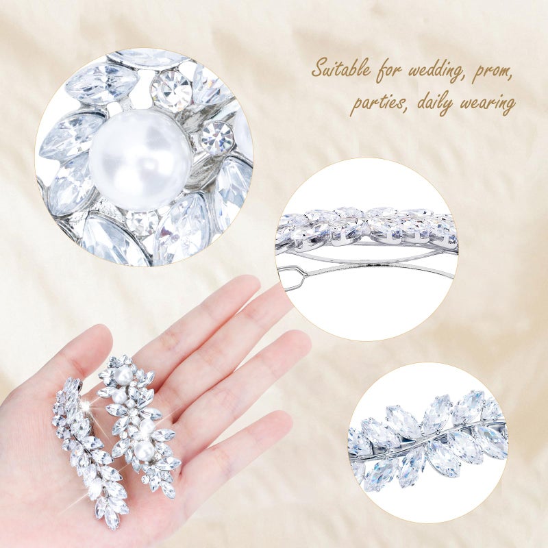 WHAVEL Hair Clips, 4Pcs Rhinestone Hair Pins for Women, Silver Bridal Barrettes, Wedding Hair Accessories for Bride Bridesmaid - Image 5