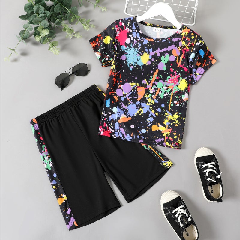 Children'S Suit Medium And Large Children'S Short Sleeve Suit Children'S Two-Piece Set Baby Sportswear Two-Piece Children'S Clothing - Image 1
