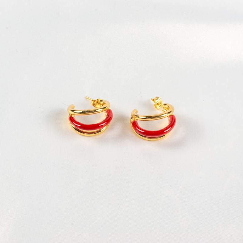 Golden Red Stainless Steel Earring - Image 1