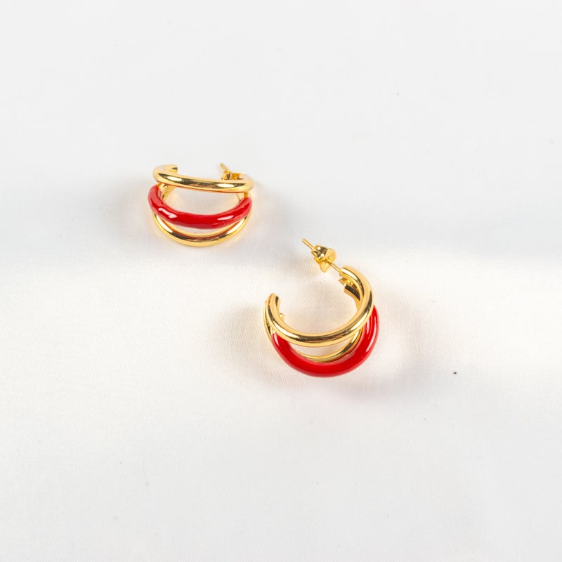 Golden Red Stainless Steel Earring - Image 2