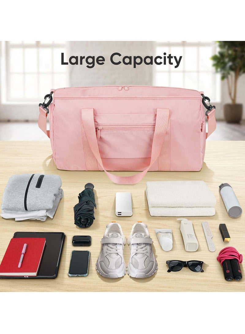 Gym Bag for Women and Men, Dry Wet Separation Sports Sling Bag with Shoe and Wet Clothes Compartments, Waterproof Duffle Bag Lightweight Carryon Gym Bag (Pink) - Image 5
