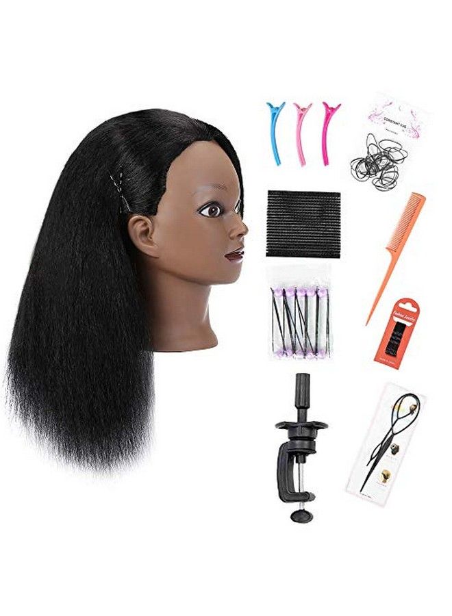 SOPHIRE 16" 100% Real Hair Mannequin Head With Stand Hairdresser Cosmetology Mannequin Manikin Training Practice Doll Head For Braiding Hairstyling Black - Image 5