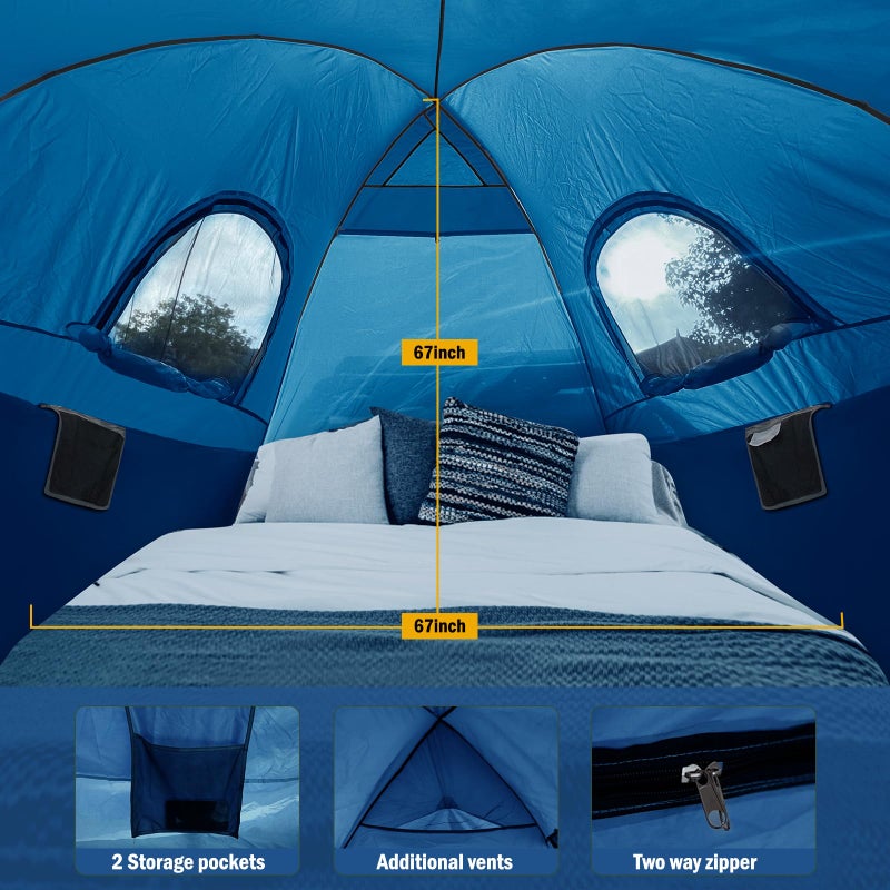 Qualencey Pickup Truck Tent with Awning Shade,Waterproof PU5000mm Oxford for 5.5-6.3 FT Truck Bed for Camping Travel Outdoor Activities for Chevy Silverado 1500,Ram 1500/Dakota,F150,GMC 1500,Titan,Tundra (blue) - Image 3