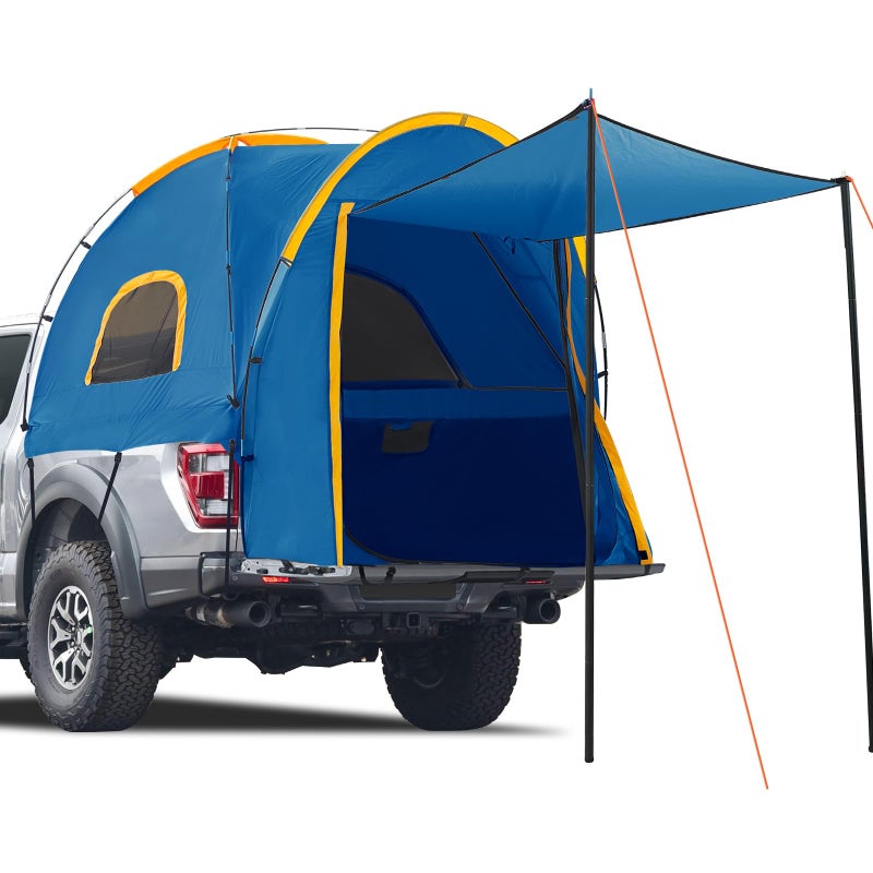 Qualencey Pickup Truck Tent with Awning Shade,Waterproof PU5000mm Oxford for 5.5-6.3 FT Truck Bed for Camping Travel Outdoor Activities for Chevy Silverado 1500,Ram 1500/Dakota,F150,GMC 1500,Titan,Tundra (blue) - Image 1