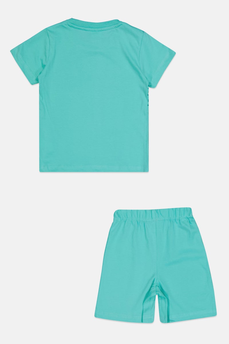 MARVEL Toddlers Boy 2 Piece Short Sleeve Graphic T Shirt And Shorts Set, Turquoise - Image 2