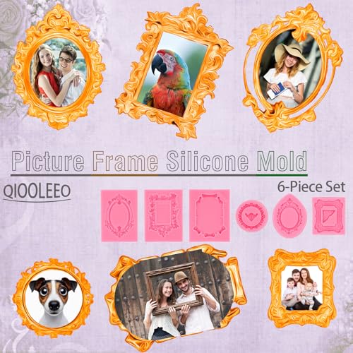 QIOOLEEO 6 PCS Baroque Frame Molds Silicone, Picture Frame Chocolate Mold and Resin Frame Mold for Fondant, Clay Molds for Crafts, Cake Decorating, Cupcake Topper, Chocolate, Candy, Polymer Clay - Image 4