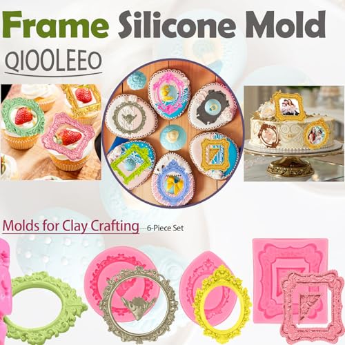 QIOOLEEO 6 PCS Baroque Frame Molds Silicone, Picture Frame Chocolate Mold and Resin Frame Mold for Fondant, Clay Molds for Crafts, Cake Decorating, Cupcake Topper, Chocolate, Candy, Polymer Clay - Image 5