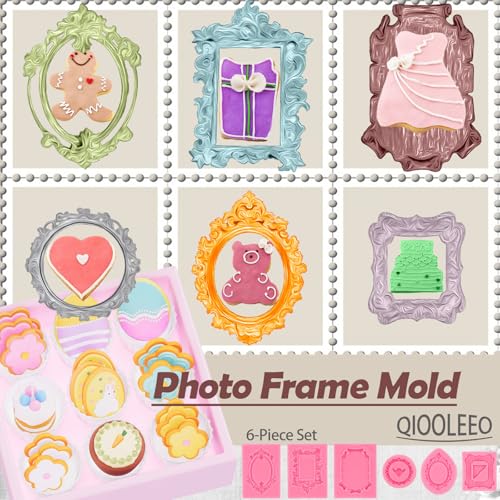 QIOOLEEO 6 PCS Baroque Frame Molds Silicone, Picture Frame Chocolate Mold and Resin Frame Mold for Fondant, Clay Molds for Crafts, Cake Decorating, Cupcake Topper, Chocolate, Candy, Polymer Clay - Image 3