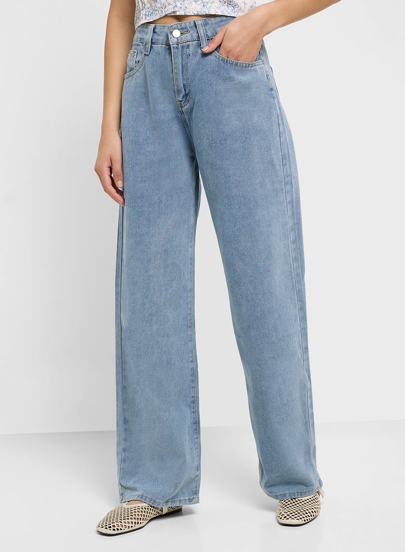 جينجر جينز بخصر عالٍ بقصة مستقيمة وجيب على شكل قلب - Image 1