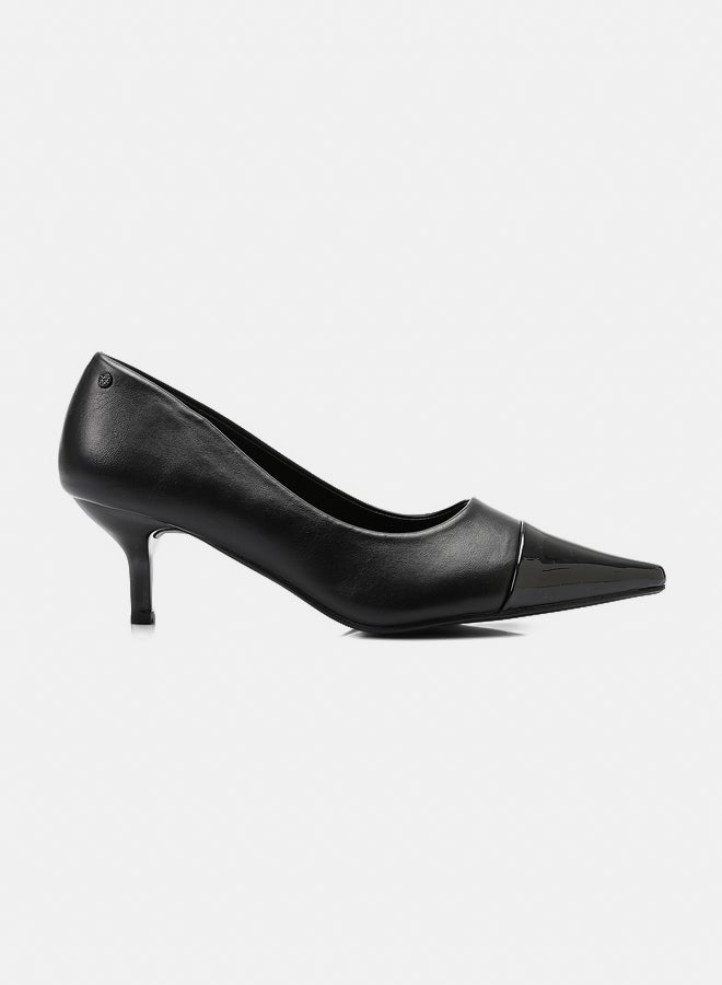 Dejavu Shoes HOT-DVTX-007 Pointed Toecap Leather Plain Heels For Women - Image 1