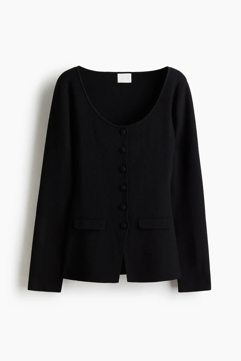 H&M Scoop-neck rib-knit cardigan