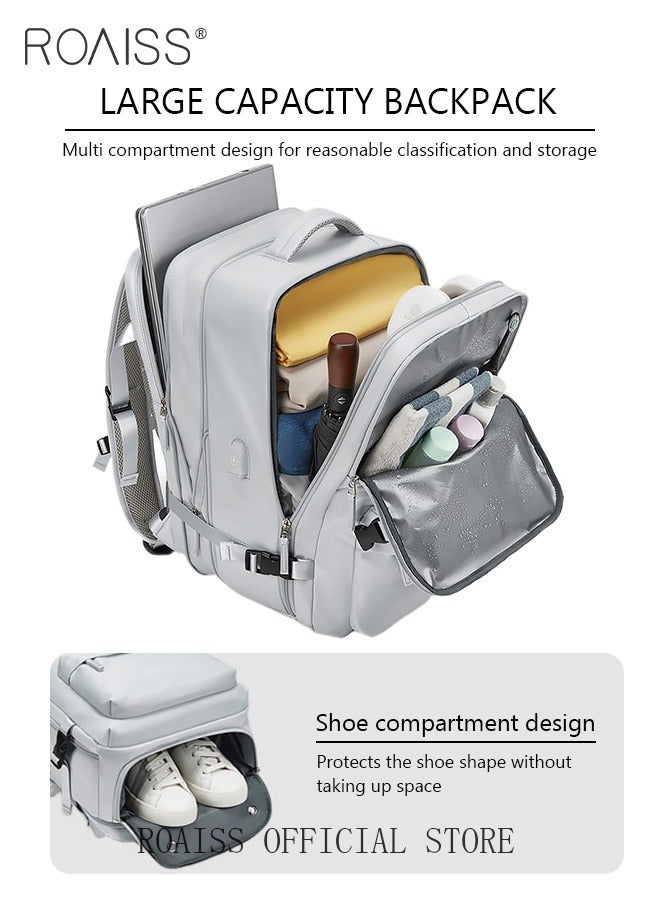 roaiss High Capacity Business Travel Backpack Expandable Luggage Bag for Short Trips Dry and Wet Separation Scientific Storage Business Computer Bag Simple Solid Color Design with Independent Shoe Storage  - Image 5
