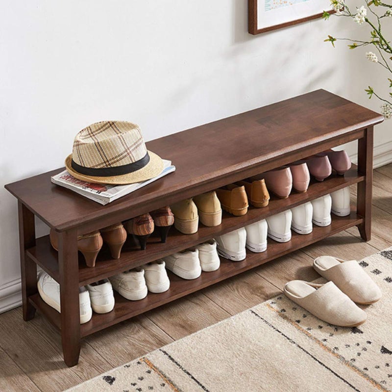 XKZG Storage Bench Wooden Shoe Bench Rustic Solid Wood Entryway Bench Brown472