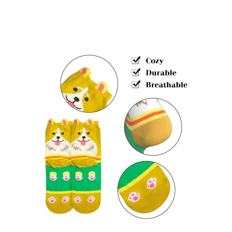 Barakah Cute Animal Socks for Women Girls 5 Pairs, Funny Dog Socks and Cool 100% Cotton Art Painting Cat Socks Women Casual Crew Socks Funny Lovely Pattern - Image 5
