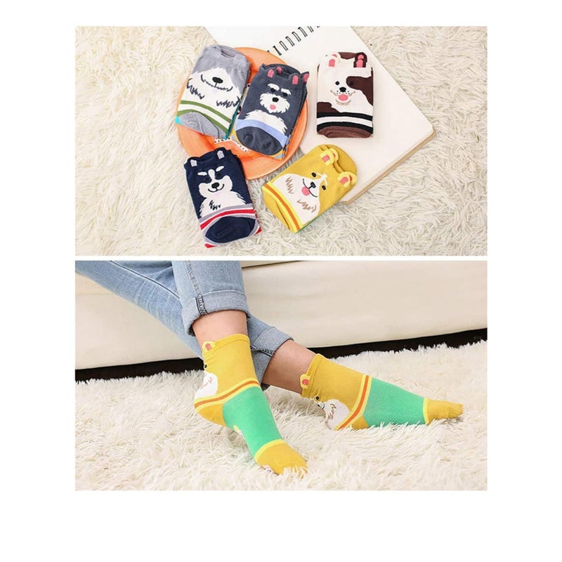 Barakah Cute Animal Socks for Women Girls 5 Pairs, Funny Dog Socks and Cool 100% Cotton Art Painting Cat Socks Women Casual Crew Socks Funny Lovely Pattern - Image 2