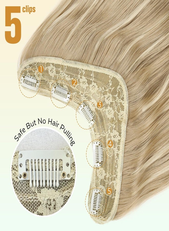 FAVE 20 Inches Clip in Hair Extensions Synthetic Blonde Highlight Hair Extension Long Wavy Hair Extensions Upgrade V-shape Clip in Hair Extension Soft and Invisible - Image 3