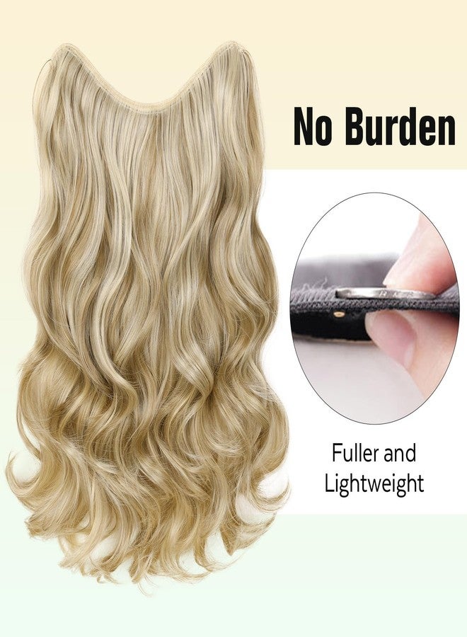 FAVE 20 Inches Clip in Hair Extensions Synthetic Blonde Highlight Hair Extension Long Wavy Hair Extensions Upgrade V-shape Clip in Hair Extension Soft and Invisible - Image 2