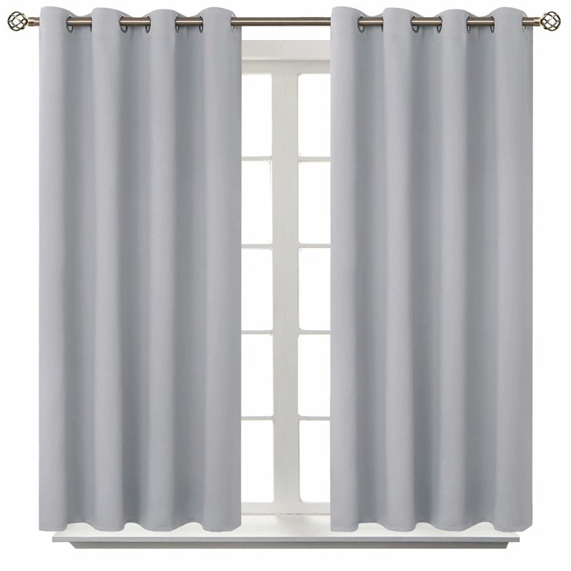 BGment Bgress Room الستائر الستائر 54 بوصات - الستائر الحرارية المعزولة الحرارية ستائر معالجة النافذة لغرفة النوم 2 لوحات 52 × 54 بوصة رمادي فاتح - Image 1