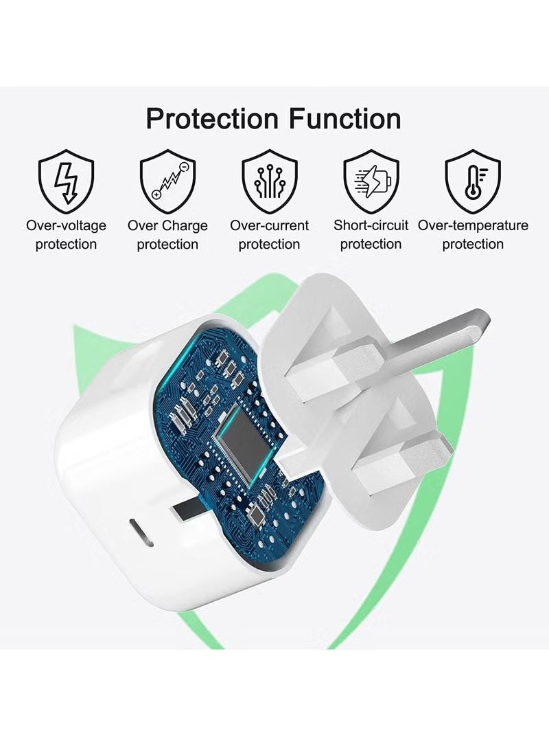 20W Fast Charger | USB C Wall Fast Charger with USB C to Lightning Cable Compatible with iPhone 14/14 Pro/14 Pro Max/13/12/SE2020/11/XR/XS Max/X/iPad  - Image 4