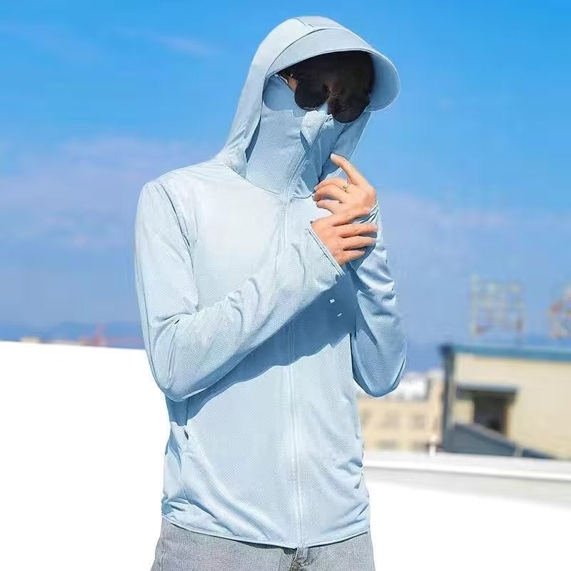 Ice Silk Sun-Protective Clothing Men'S Summer Thin Breathable Outdoor Jacket Coat American Style High Street Hooded Sun-Protective Clothing Jacket - Image 1