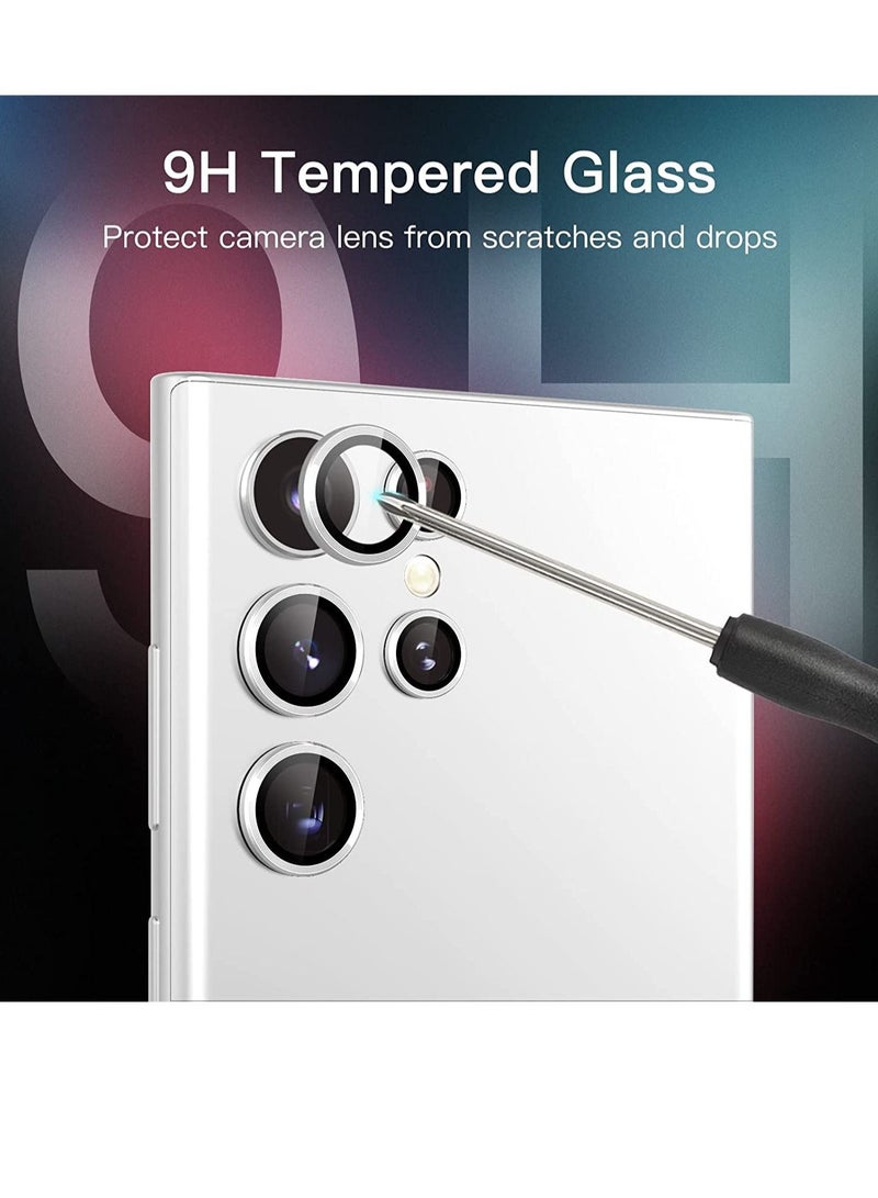 Camera Lens Protector for Samsung Galaxy S22 Ultra 5G 6.8-Inch, 9H Tempered Glass Metal Individual Ring Cover, Easy Installation Tray, HD Clear, Set of 5 - Image 3