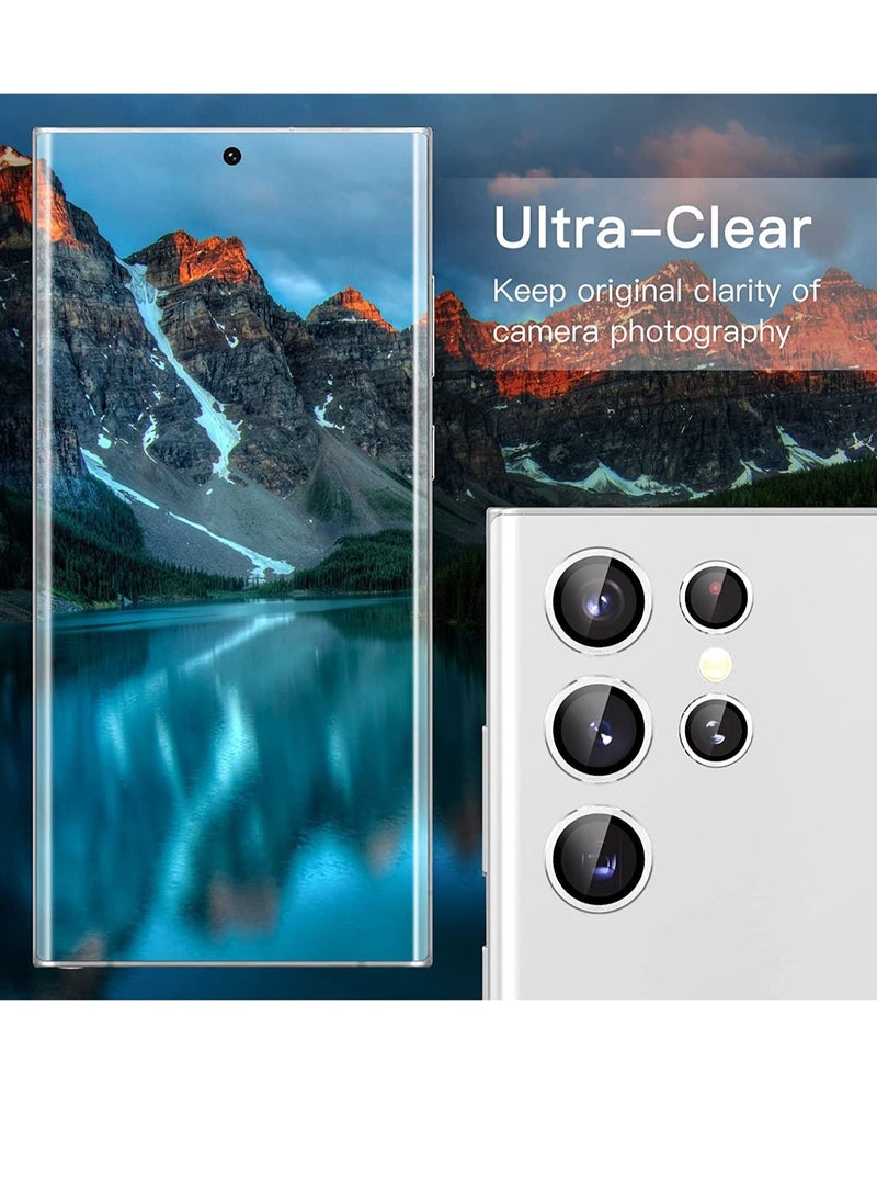 Camera Lens Protector for Samsung Galaxy S22 Ultra 5G 6.8-Inch, 9H Tempered Glass Metal Individual Ring Cover, Easy Installation Tray, HD Clear, Set of 5 - Image 2