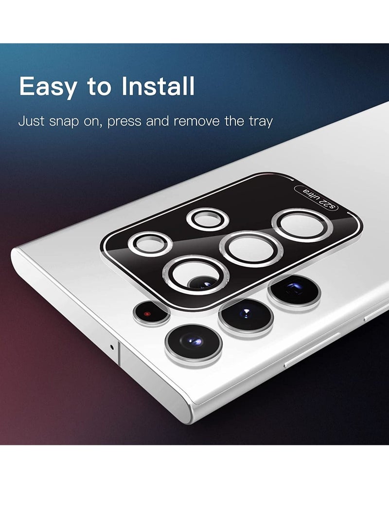 Camera Lens Protector for Samsung Galaxy S22 Ultra 5G 6.8-Inch, 9H Tempered Glass Metal Individual Ring Cover, Easy Installation Tray, HD Clear, Set of 5 - Image 4