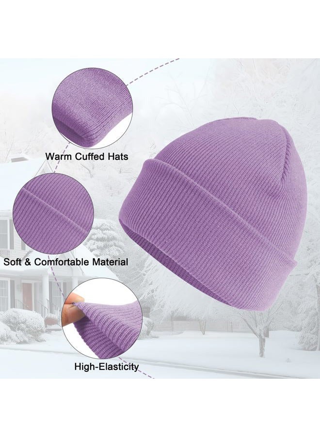 LYDTICK 24 Pack Kids Knit Beanies Bulk, Toddler Winter Hat Wholesale Warm Cuffed Caps for Boys Girls, 12 Mix Colors, One Size - Image 3