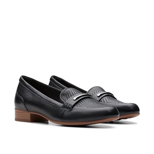 Clarks Women's Juliet Aster Loafer, Black Leather, 8.5 Wide - Image 5