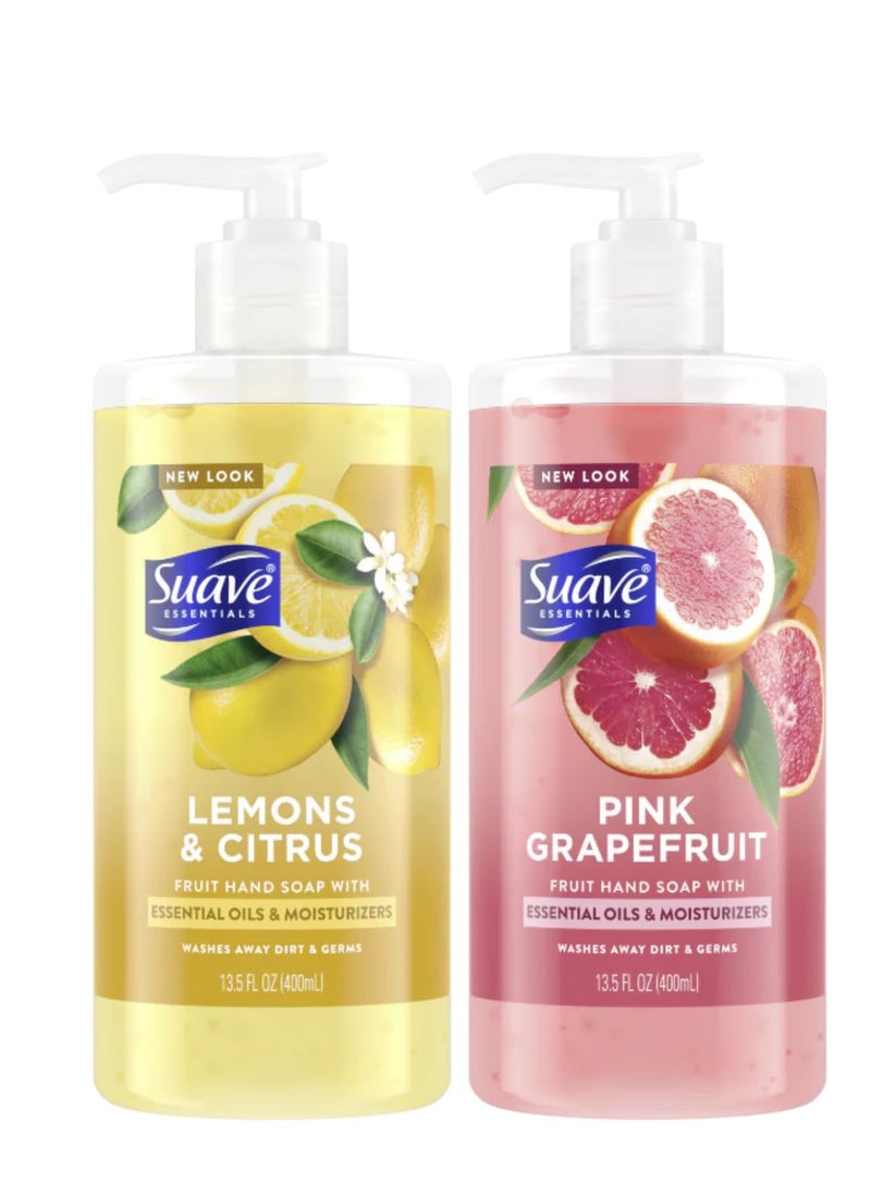 Suave Hand Soap, Pink Grapefruit + Lemons & Citrus Variety 2-Pack – Fruit Hand Wash with Essential Oils & Moisturizers, 13.5 Oz Ea - pzsku/Z358AB63CBA4343B3A104Z/45/_/1740742734/2a7122ad-bf93-4028-a3bf-3da79ba5f697