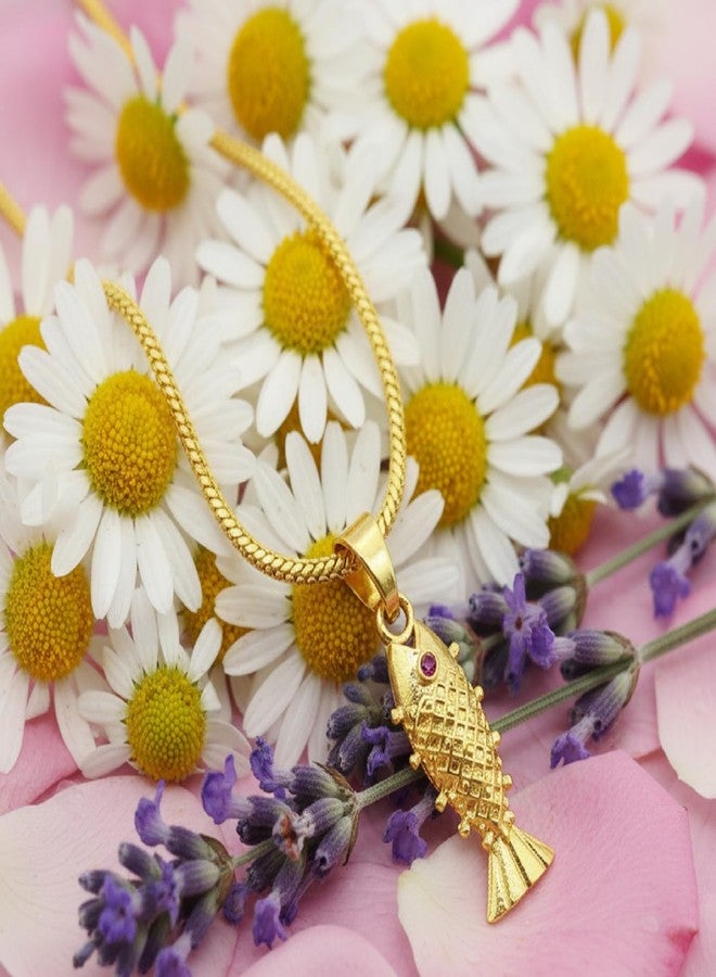 CHARMS Gold Tone Fish Pendant Necklace – Modern Minimal Everyday Wear Accessory - Image 4