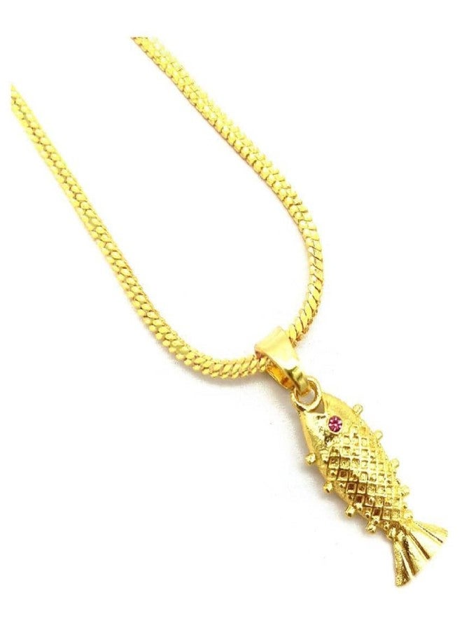 CHARMS Gold Tone Fish Pendant Necklace – Modern Minimal Everyday Wear Accessory - Image 1
