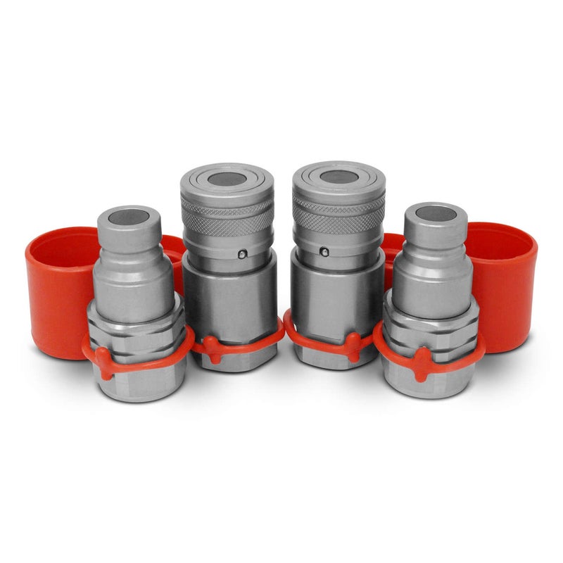 Summit Hydraulics 12 Skid Steer Flat Face Hydraulic Quick Connect CouplersCouplings Set wDust Caps 2 Sets - Image 2