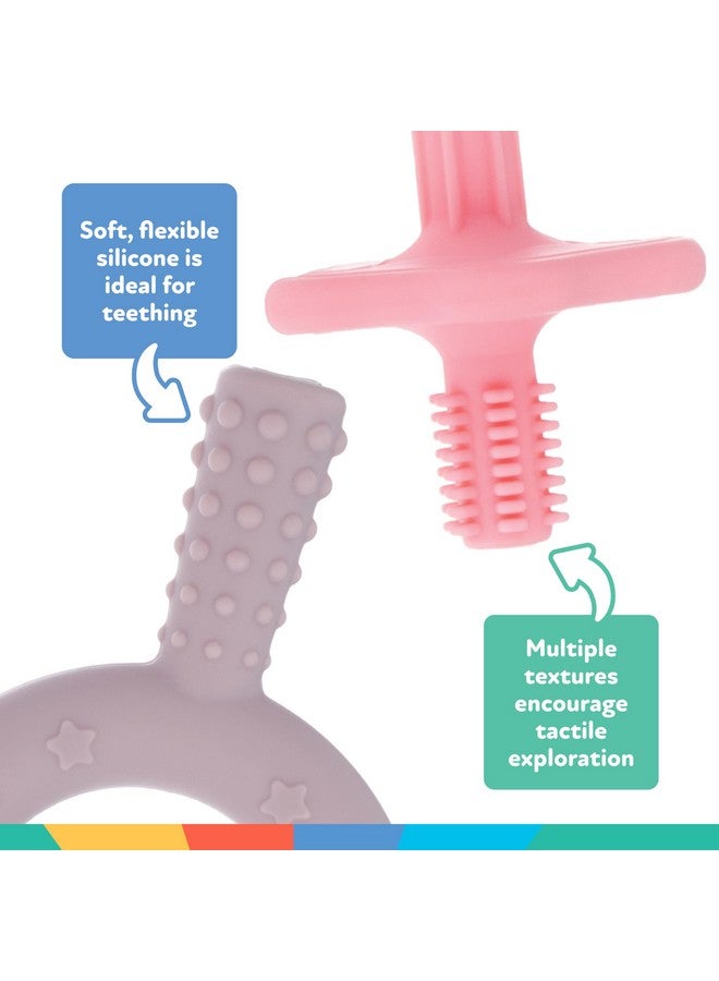 نوبي لعبة التسنين المصنوعة من السيليكون المجوف من نوبي - (عبوة من قطعتين) - أعواد التسنين للأطفال - من عمر 3 أشهر فما فوق - بنفسجي ووردي - Image 3