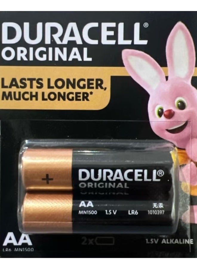 Duracell Original AA 1.5V Alkaline Batteries, MN1500 LR6, 2-Pack