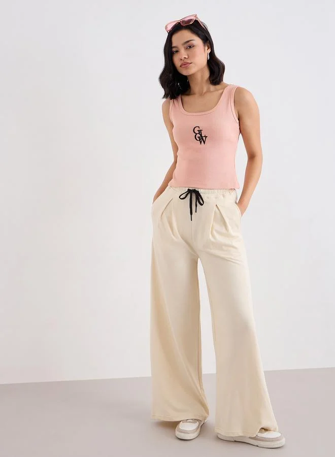 ستايلي Styli Embroidered Ribbed Tank