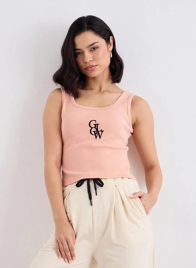 ستايلي Styli Embroidered Ribbed Tank