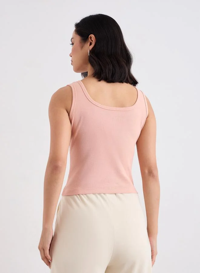Styli Styli Embroidered Ribbed Tank