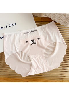 Generic Bear Too Cute Comfortable Skin Ice Silk Seamless Mid Waist High Elasticity Pure Cotton Underwear Womens Breathable G-strings pink 