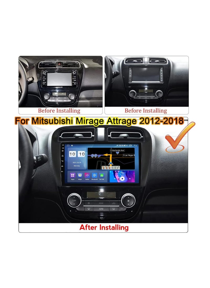 SHEZA STAR - Android Car Stereo for Mitsubishi Mirage 2012 To 2022 6GB RAM 128GB ROM 9 Inch Support SIM Card, Apple Carplay, MirrorLink WiFi BT, IPS Touch Screen with AHD Camera Included - Image 1