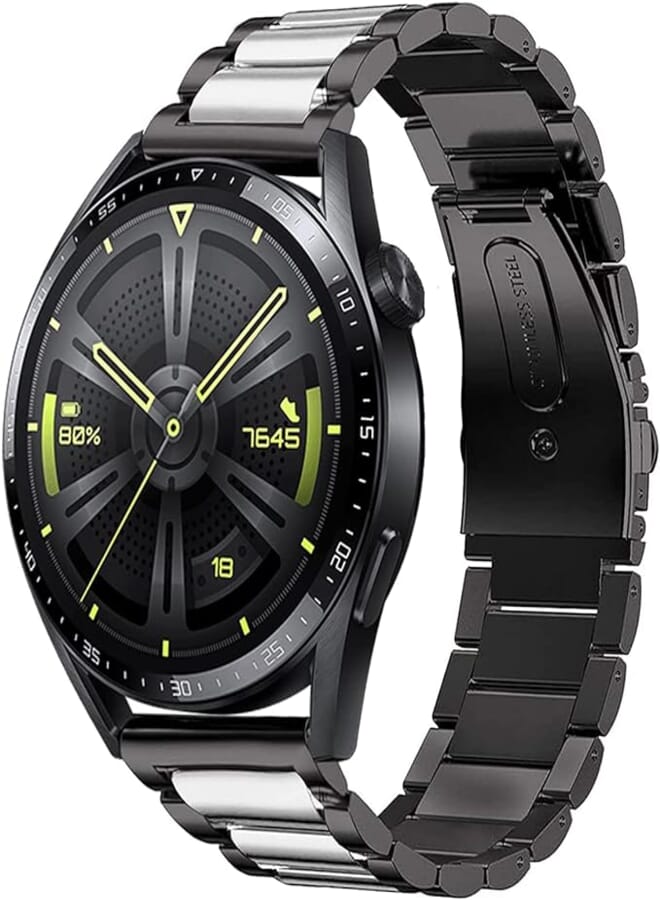 Dado Stainless Steel Replacement Band Compatible with Huawei Watch Huawei Watch Ultimate | GT4 | GT3/3 PRO | GT2/2 PRO | Watch Buds/4/3 46mm & 48mm, 3 beads adjustable length Stainless Steel strap