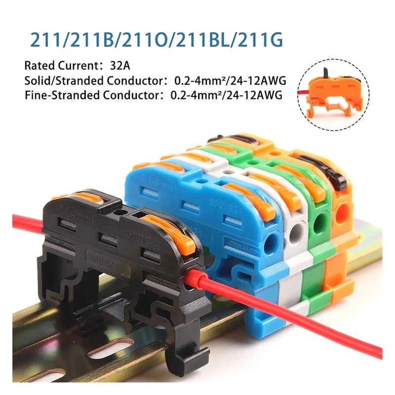 Quick Wire Connector 211 Din Rail Type Press Terminal Compact Splicing Cable Block 211BL 10PCS - Image 4