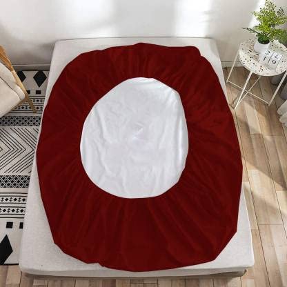 CULTIVER Cultiver Cotton Terry Encasement, Hypoallergenic Vinyl-Free Waterproof Ultra Soft Double Bed Cooling Mattress Protector with Deep Pocket Skirt Fit 10 Inch (Maroon, 72x72 Inches) - Image 5