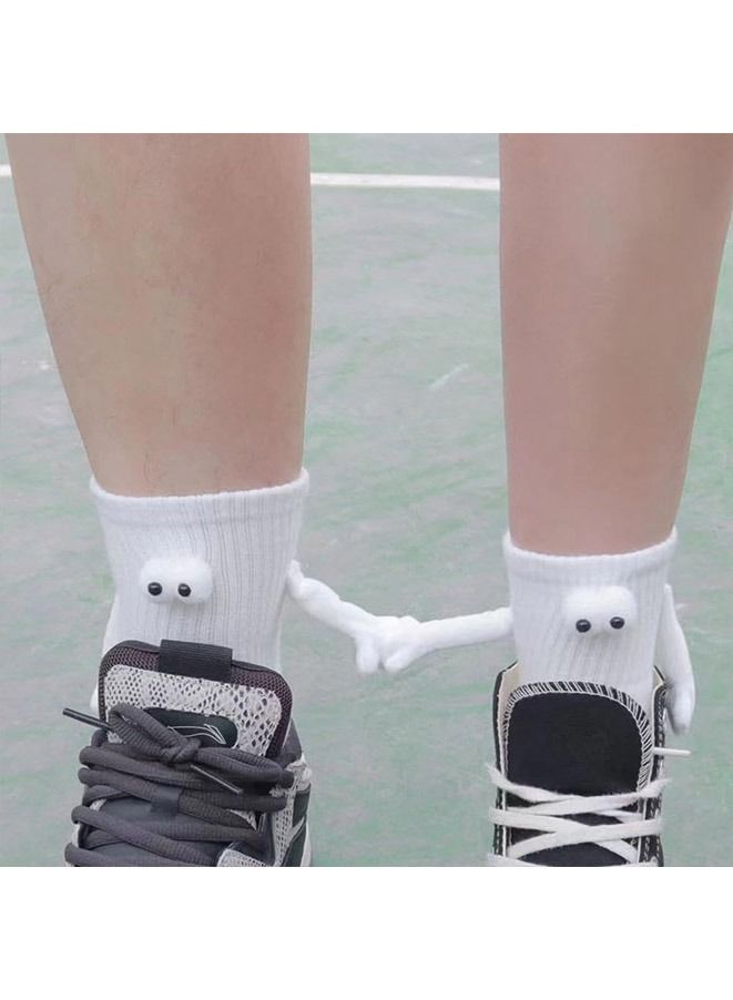 Muyixin 4 أزواج من الجوارب المغناطيسية لليدين جوارب أنبوبية متوسطة الحجم جوارب مضحكة يدا في يد - Image 5